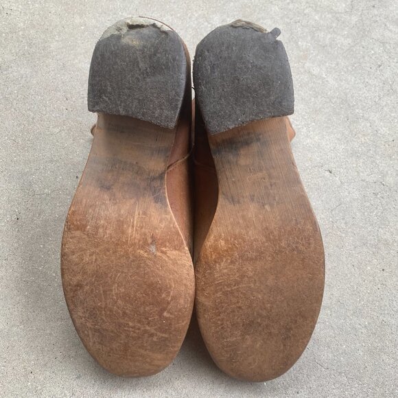 Gap Brown Chunky Heeled Zip Ankle Almond Toe Booties, Worn - Picture 9 of 12